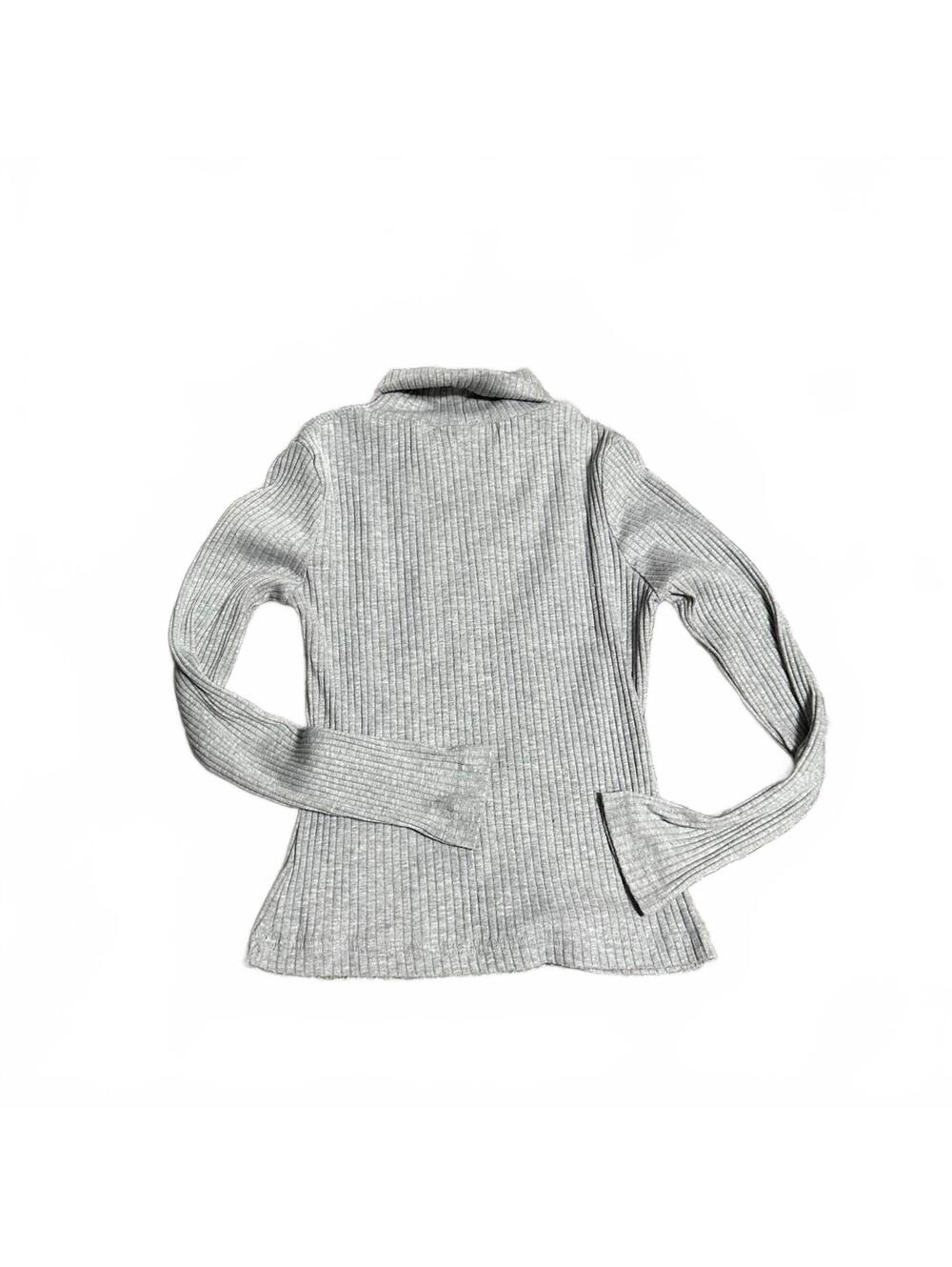 Y2K Gray Mock Neck Ribbed Long Sleeve Shirt Angels Brand Size L - Picture 2 of 3